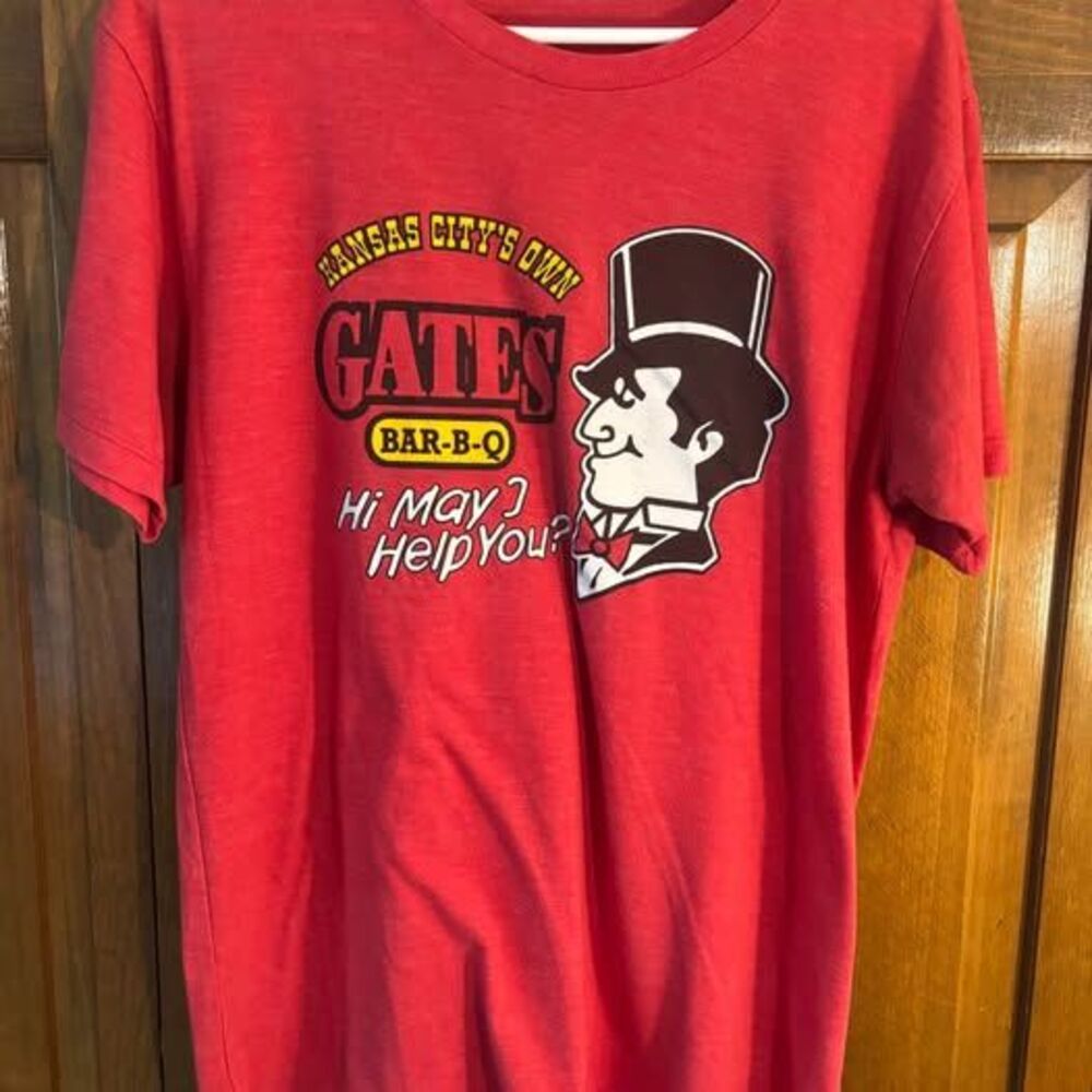 Vintage Charlie Hustle Gates Bar-B-Q Red T-shirt L